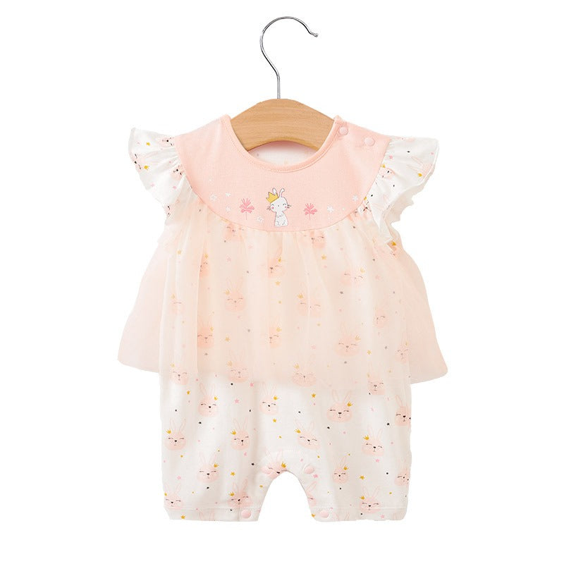 Girl Baby Bodysuit Baby Pink Little Princess Harper Newborn Cute Rabbit Print Creeper