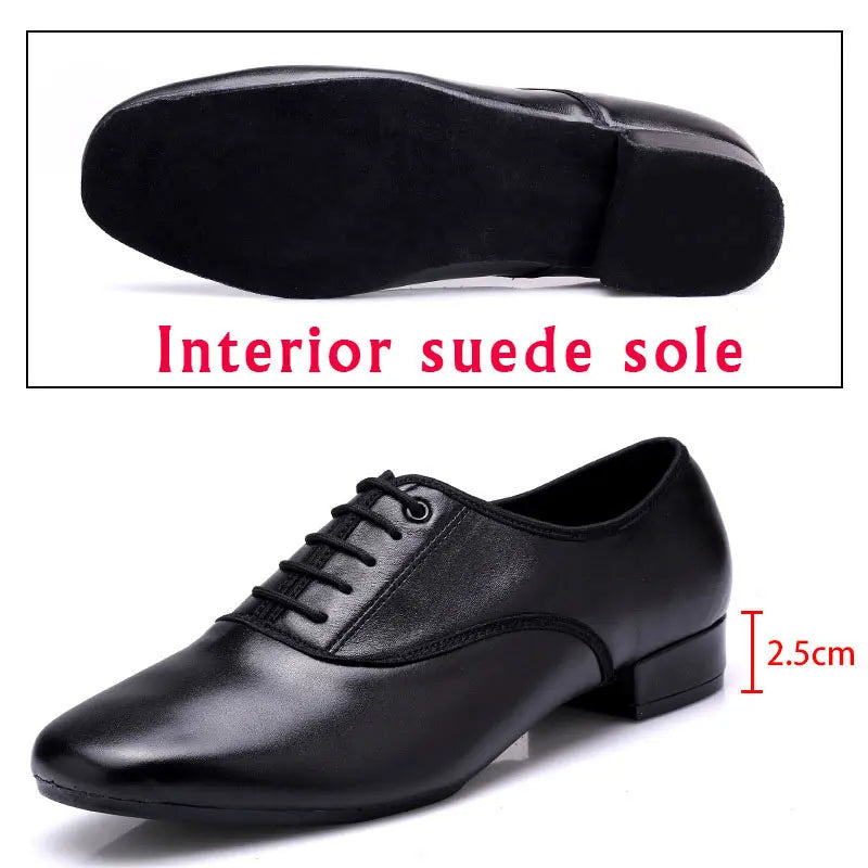 Large Size Men's Salsa Latin Ballroom Dancing Shoes Closed Toes Men Tango Jazz Shoes Cowhide Black Boy Male Dance 38-49