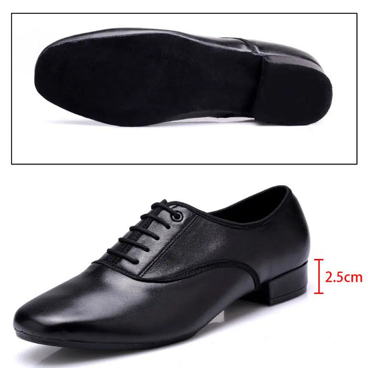 Large Size Men's Salsa Latin Ballroom Dancing Shoes Closed Toes Men Tango Jazz Shoes Cowhide Black Boy Male Dance 38-49