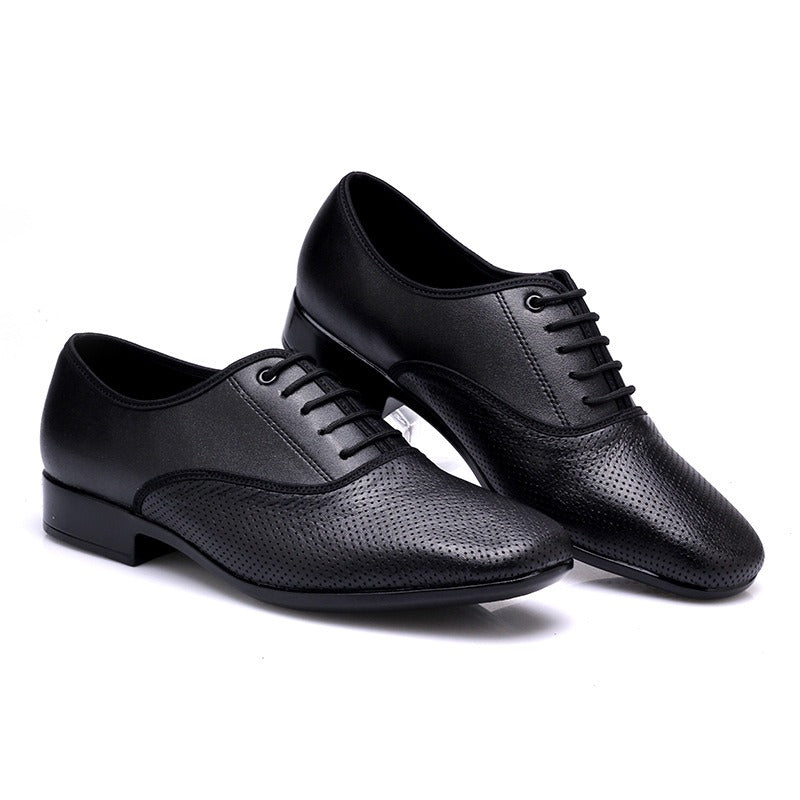 Large Size Men's Salsa Latin Ballroom Dancing Shoes Closed Toes Men Tango Jazz Shoes Cowhide Black Boy Male Dance 38-49