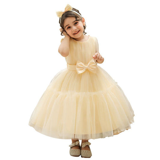 Children's mesh dress princess dress baby fluffy dress baby one year old wedding dress evening dress