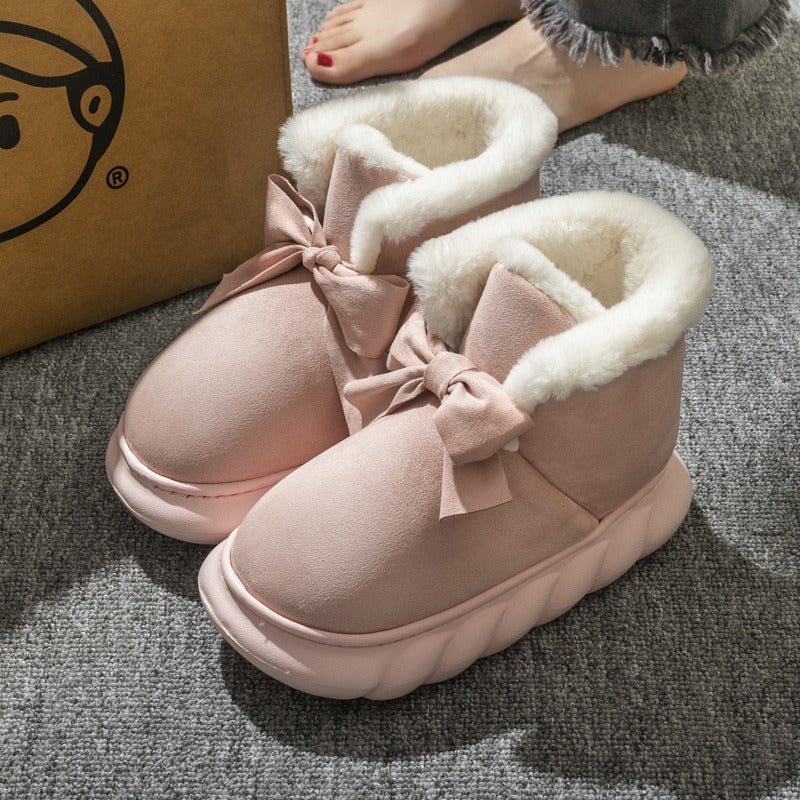 Winter cotton slippers, women's bags with thick soles for indoor warmth, fashionable couples for home use, and men's snow boots for outdoor wear in autumn and winter