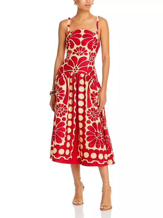 Design inspired printed long commuting dress for women