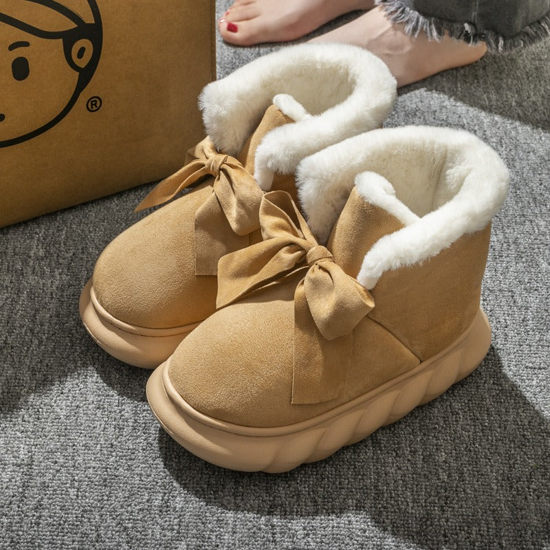 Winter cotton slippers, women's bags with thick soles for indoor warmth, fashionable couples for home use, and men's snow boots for outdoor wear in autumn and winter