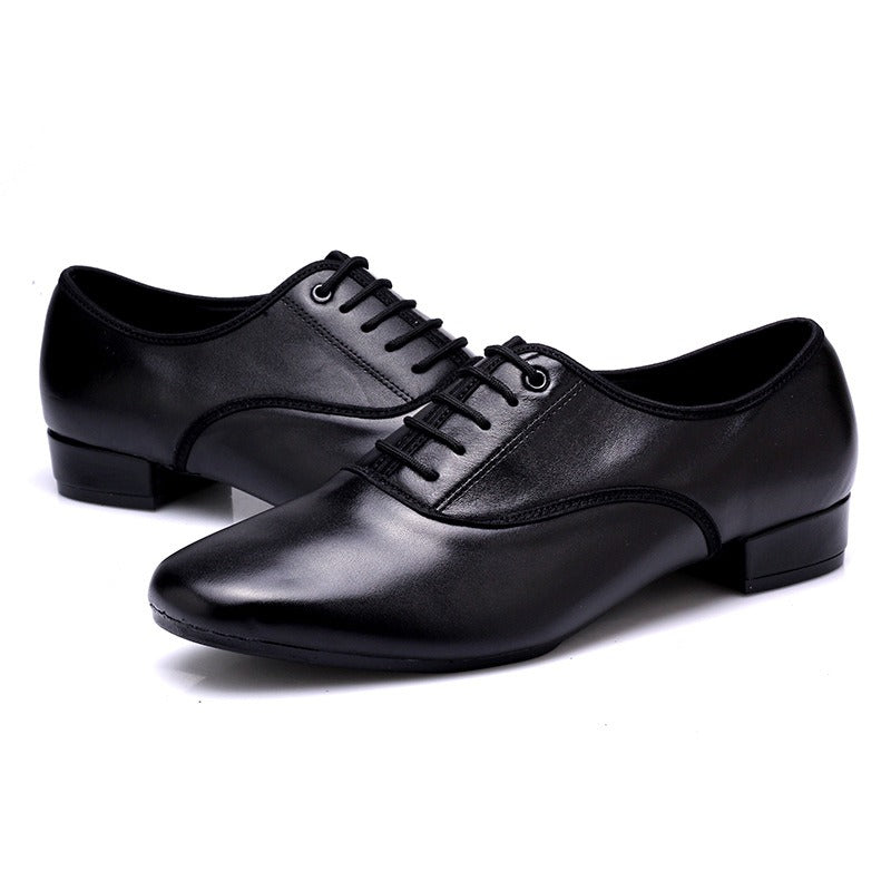 Large Size Men's Salsa Latin Ballroom Dancing Shoes Closed Toes Men Tango Jazz Shoes Cowhide Black Boy Male Dance 38-49