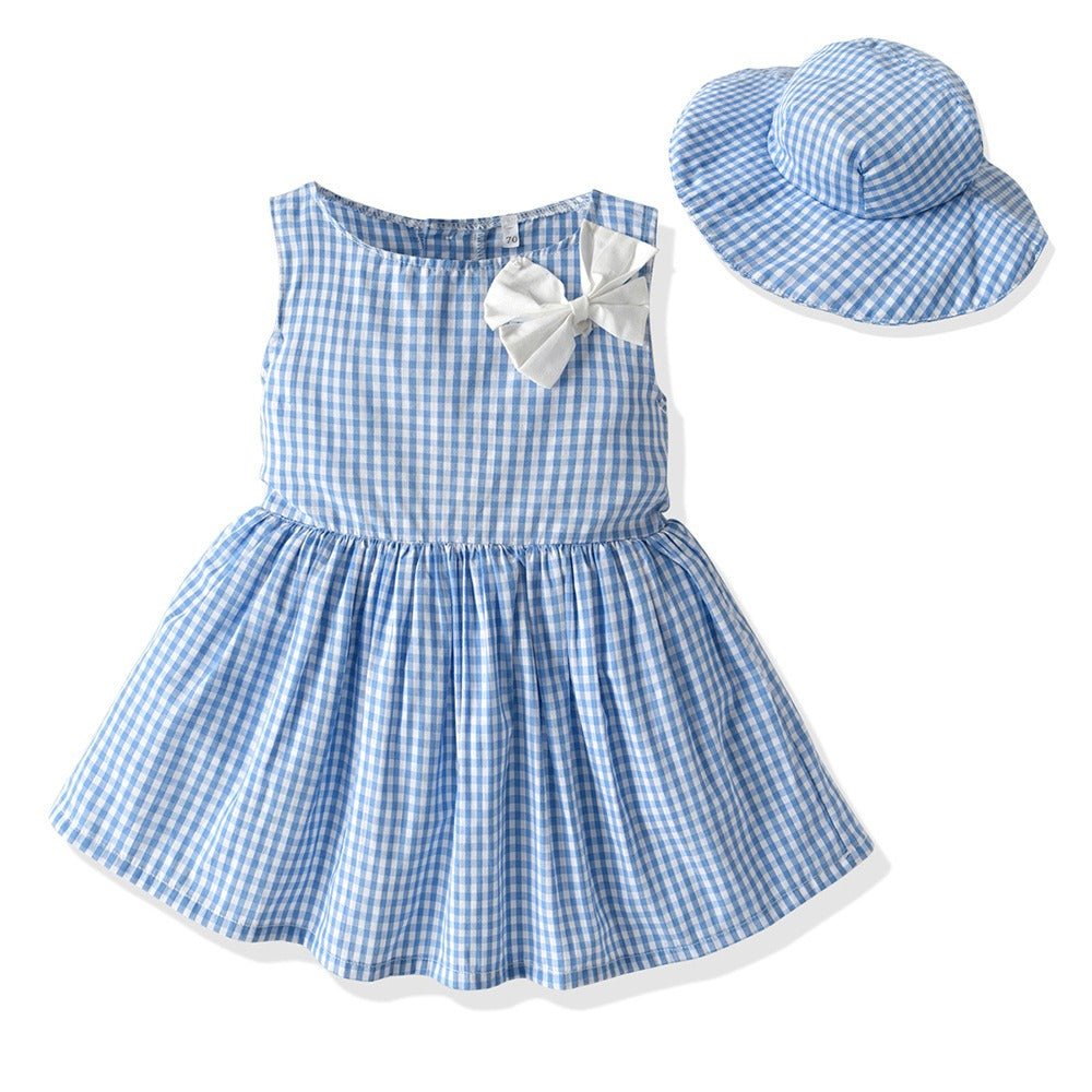 New Childrens Wear Boys and Girls Summer Checker Casual Suit Siblings Baby Set