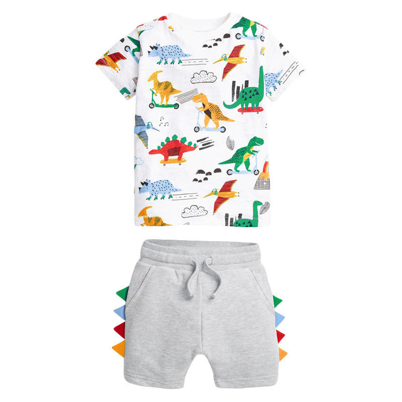 Children's Suit Summer New Short-Sleeved Children's Suit Cotton Boy Suit