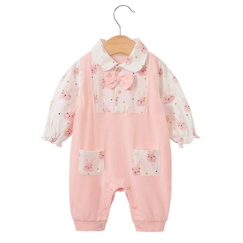 Girl Baby Bodysuit Baby Pink Little Princess Harper Newborn Cute Rabbit Print Creeper