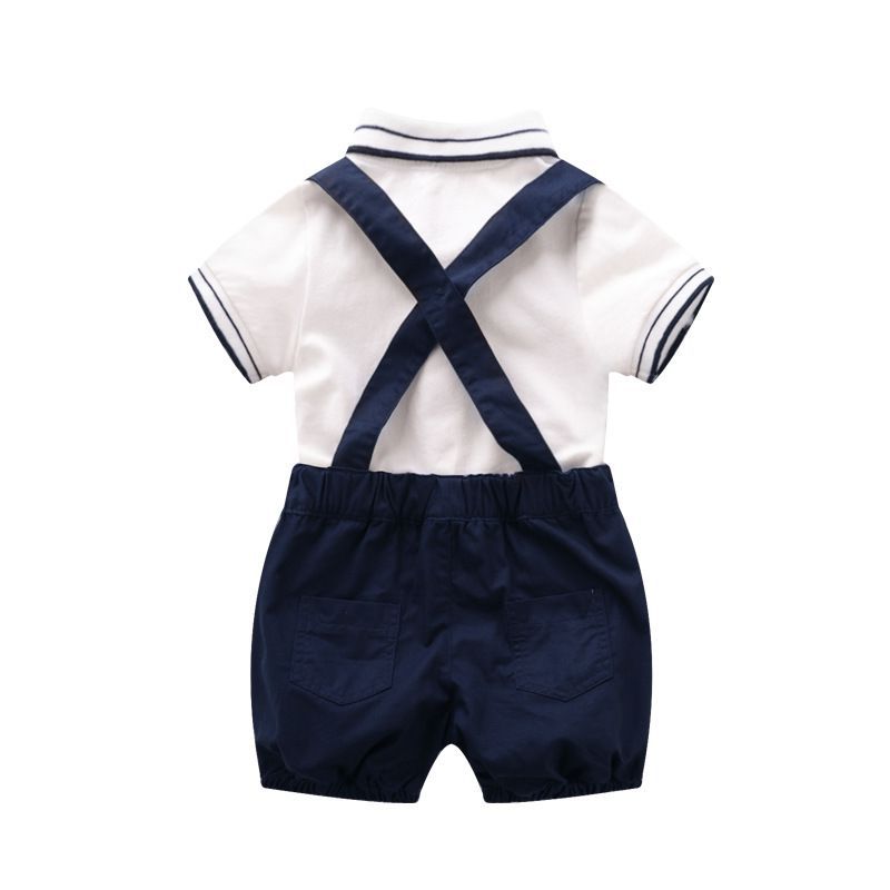 Summer New Baby Boy Gentleman Romper Short Sleeve Triangle Romper Suit