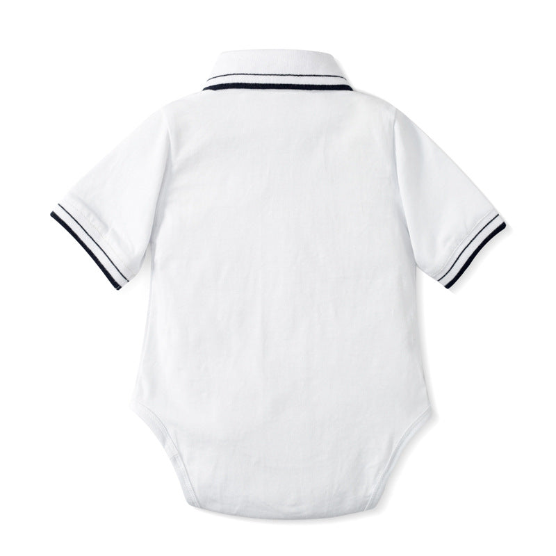 Summer New Baby Boy Gentleman Romper Short Sleeve Triangle Romper Suit