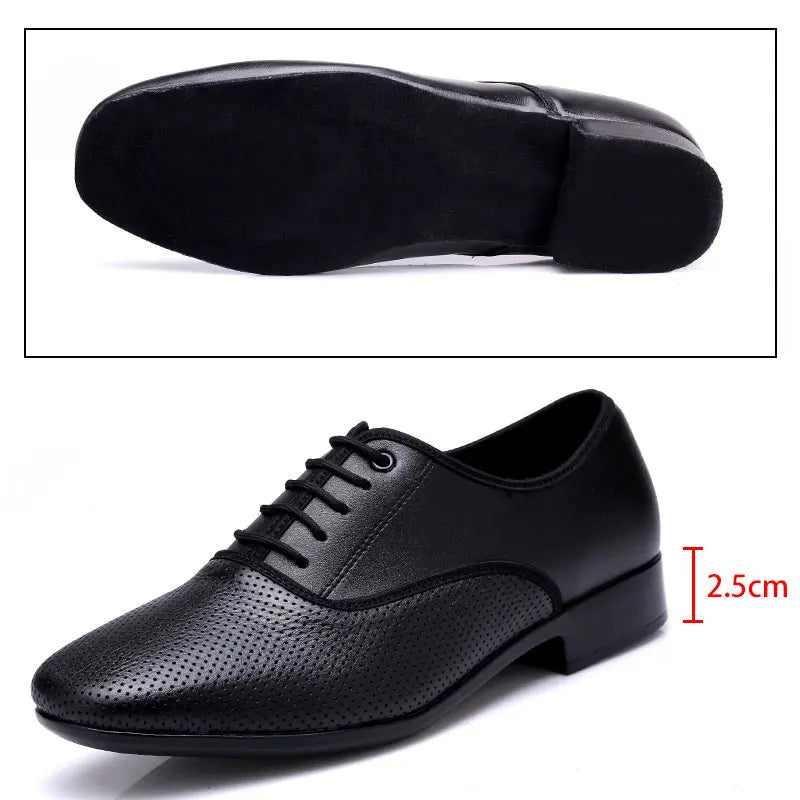 Large Size Men's Salsa Latin Ballroom Dancing Shoes Closed Toes Men Tango Jazz Shoes Cowhide Black Boy Male Dance 38-49